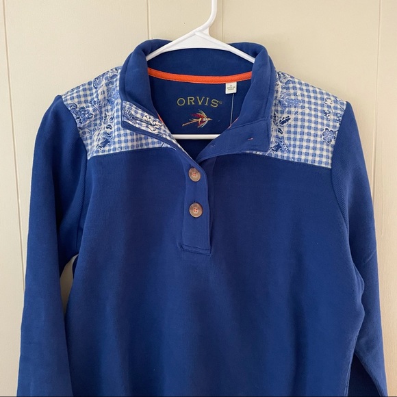 ORVIS blue gingham sweater - Picture 3 of 6